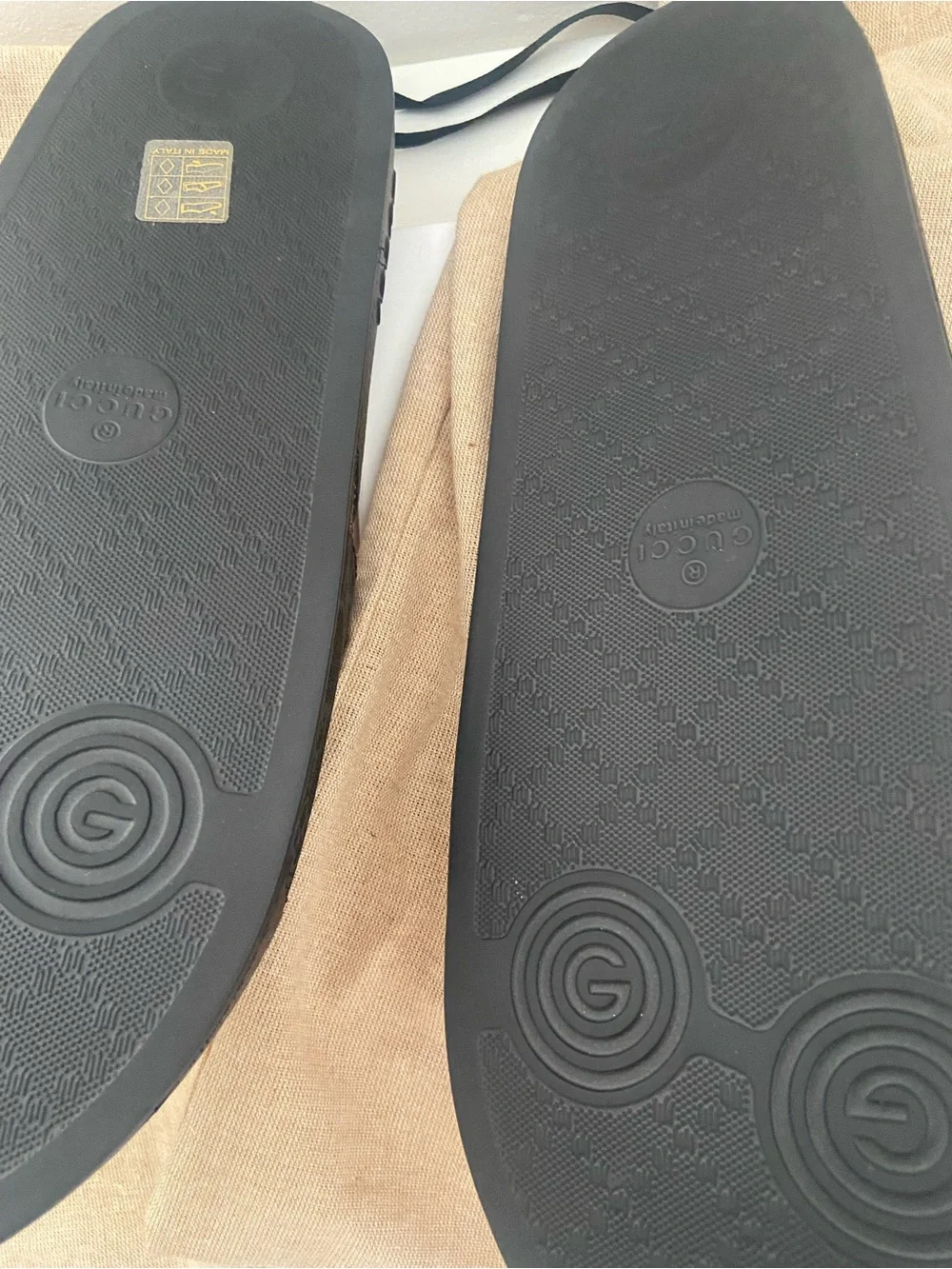 Authentic Gucci Black GG Monogram Men Slide Sandals with Embroidered Gold Tigers